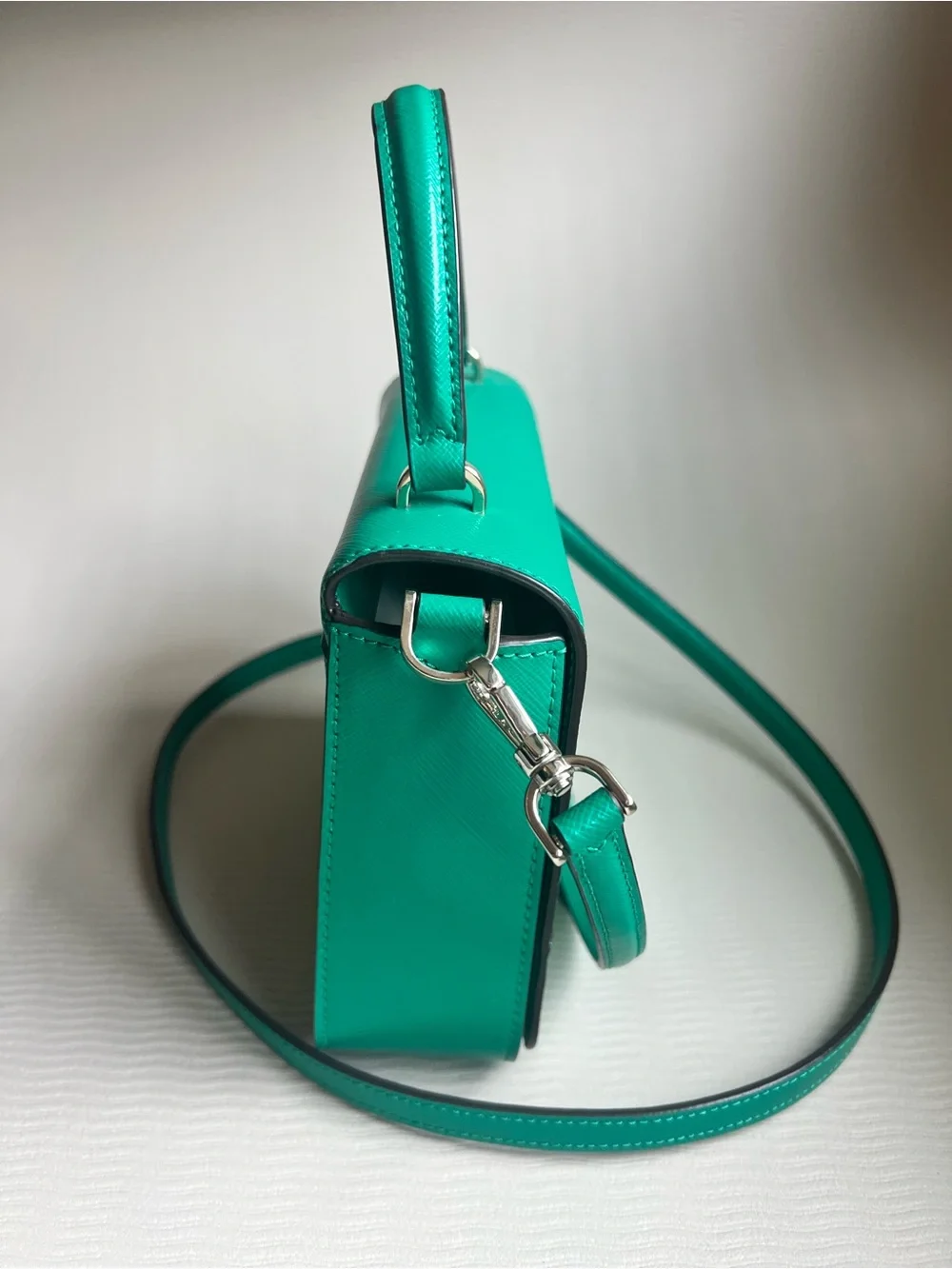 Kate Spade Crossbody Staci Square Saffiano Leather Structured Flap Green NWOT